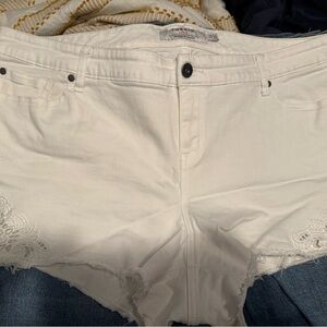 Torrid white jean shorts, 22